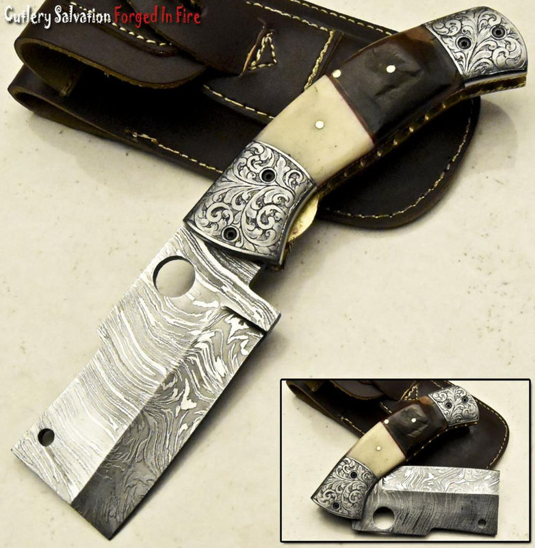 ONE-OF-A-KIND CUSTOM HAND MADE DAMASCUS FOLDING KNIFE |CHISEL ENGRAVED ...