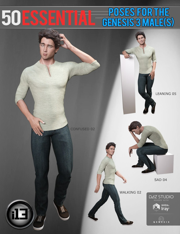 00 main i13 50 essential poses for the genesis 3 males daz3d