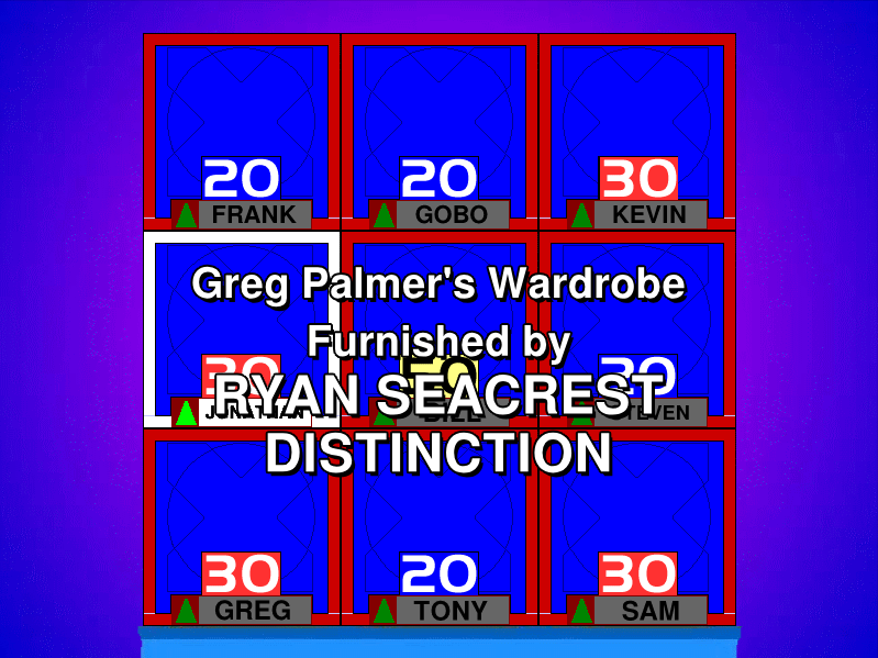 Greg Palmer's Wardrobe Furnished by:RYAN SEACREST DISTINCTION