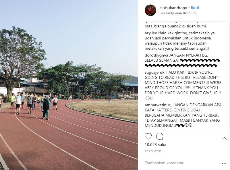 Instagram Anthony Ginting kini dibanjiri komentar dukungan