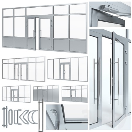 Aluminium door with partitions