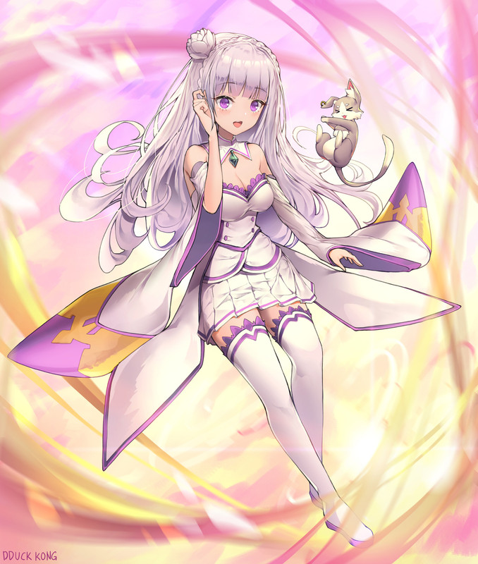 emilia_and_puck_re_zero_kara_hajimeru_isekai_seikatsu_drawn_by