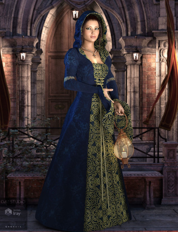 Medieval renaissance female clothes 3D model