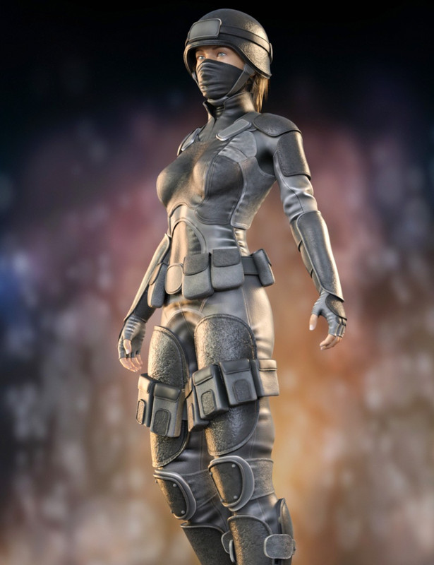 Scifi 3D armoured female suit for Daz studio and poser