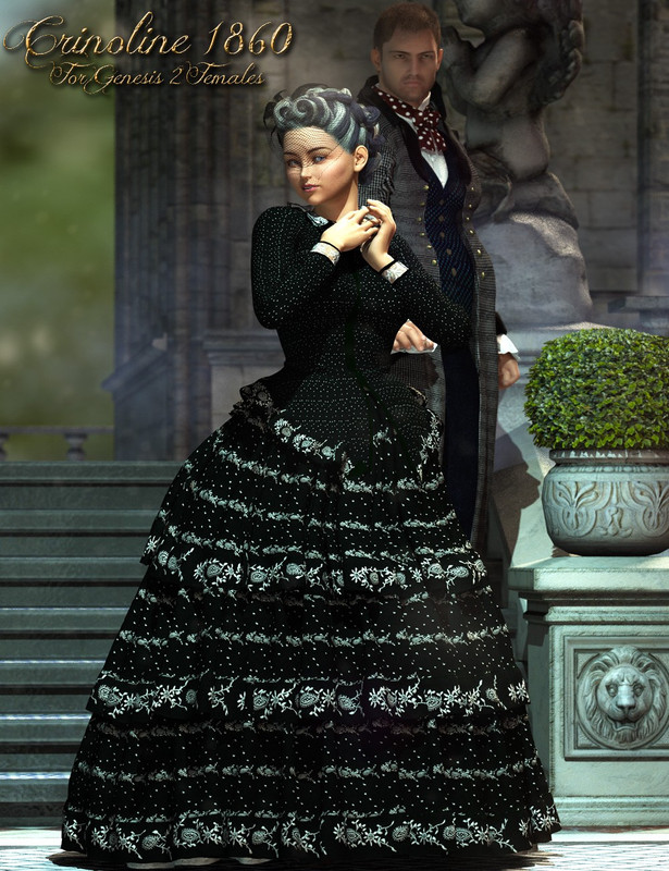 1860 Crinoline Dress for Genesis 2 Female(s)