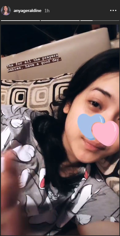 Instagram story Anya Geraldine
