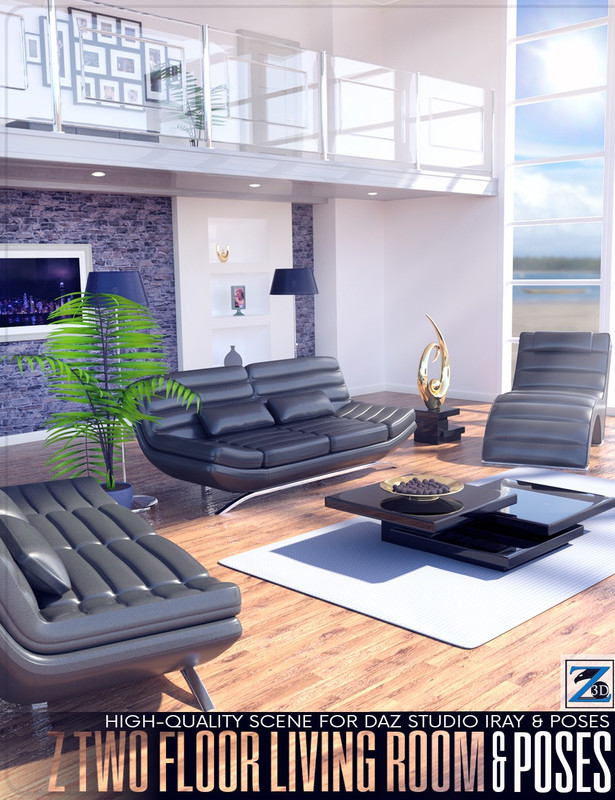 00 main z two floor living room and poses daz3d