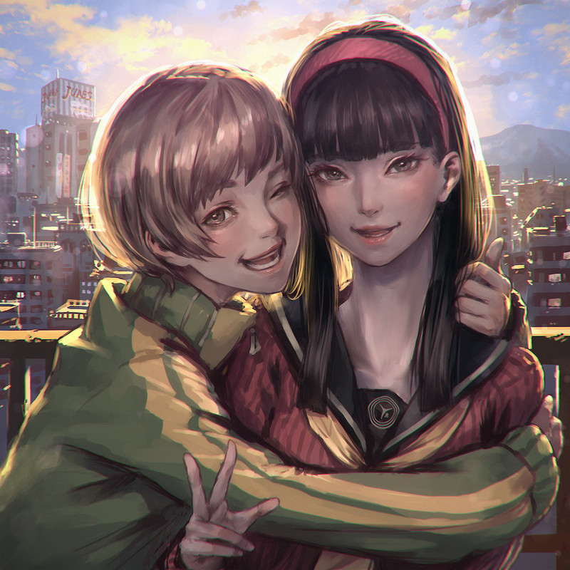 amagi_yukiko_and_satonaka_chie_persona_and_persona_4_drawn_by