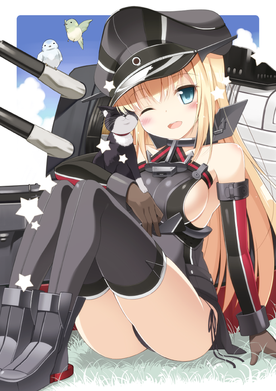 bismarck_and_unsinkable_sam_kantai_collection_drawn_by_oota_yu